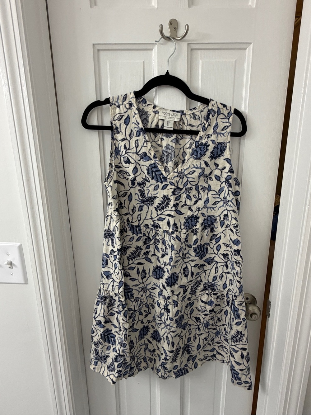 Rachel Zoe Cream Dress with Navy Floral Print - Sleeveless Mini